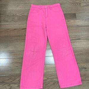 Wide leg pink jeans. Good material